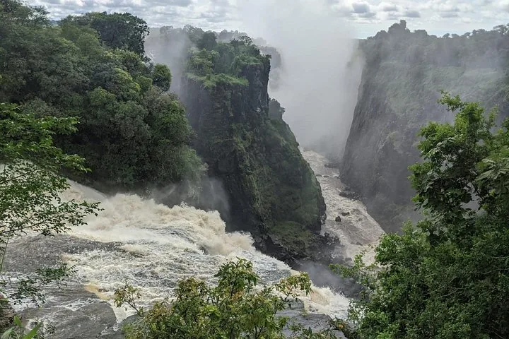 Vue de la gorge et des eaux tumultueuses aux chutes Victoria.